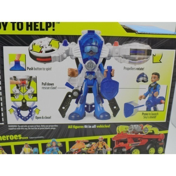Fisher Price Rescue Heroes Sky Justice Hover Flying Airplane Set Action Figures - Picture 5 of 7